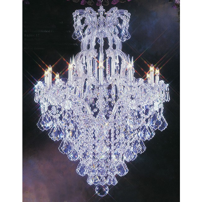 Polished chrome Maria Theresa chandelier dressed with beautiful Maple Leaf crystal 