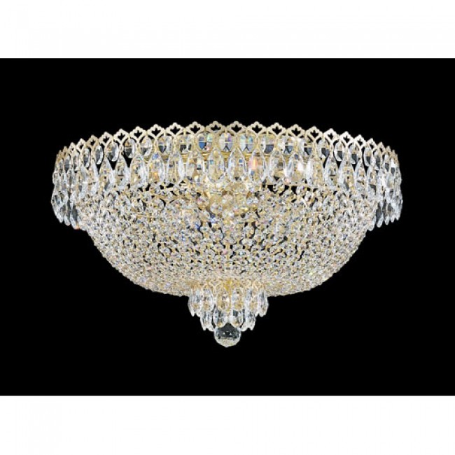 Schonbek Camelot Razzle Dazzle Gold Six-Light Clear Gemcut Flush Mount Light, 19.5W x 11H x 19.5D
