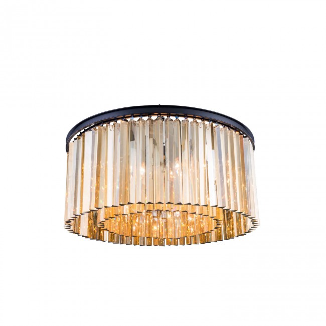  Sydney Mocha Brown Thirteen-Inch Flushmount with Royal Cut Golden Teak Crystals