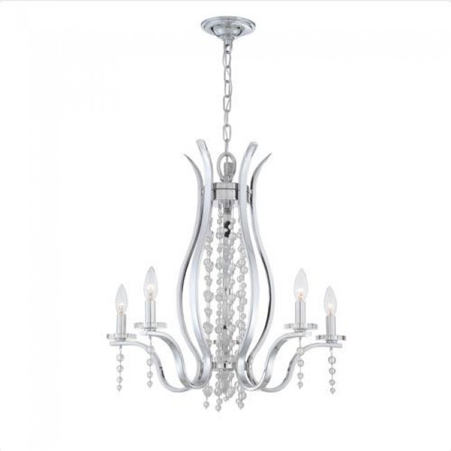 Chrome Five-Light Chandelier with Glass Balls