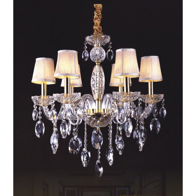 Gold plated 6 Light traditional crystal Chandelier