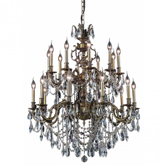  Marseille Bronze Twenty-Light Chandelier with Clear Royal Cut Crystals