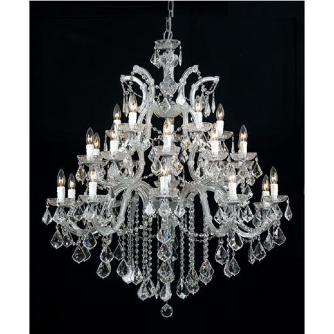 Polished Chrome Ten-Light Chandelier with Swarovski Strass Crystal