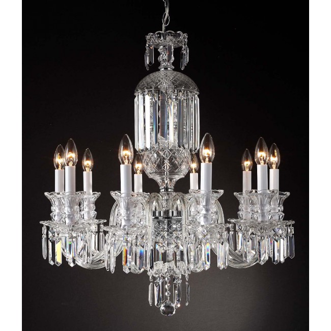 10 Lights Bohemian Crystal chandelier in polished chrome finish
