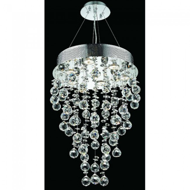  Galaxy Chrome Seven-Light 16-Inch Semi Flush Mount with Royal Cut Clear Crystal