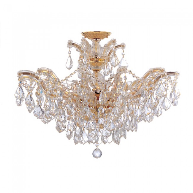  Group Maria Theresa Gold 20-Inch 12-Light Semi Flush Mount with Clear Crystal