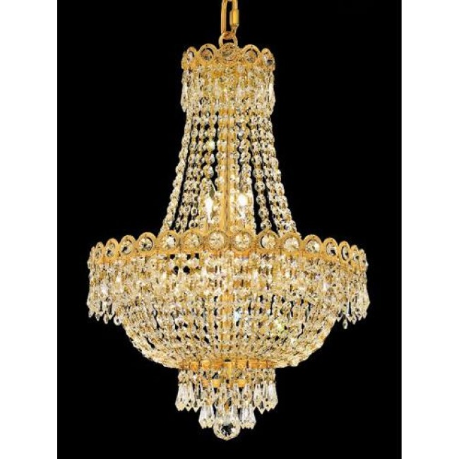 Gold Eight-Light 16-Inch Chandelier with Royal Cut Clear Crystal