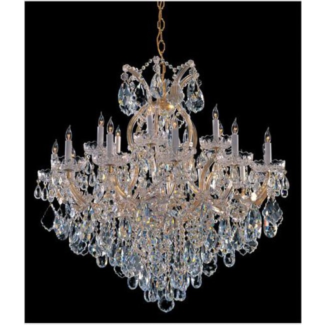 Gold Eighteen-Light Chandelier with Swarovski Spectra Crystal