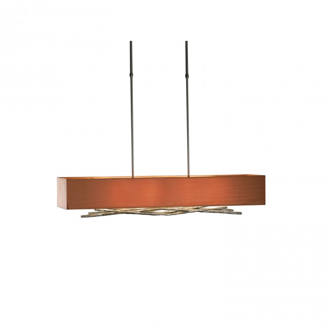 Burnished Steel 42-Inch Four-Light Pendant with Terra Suede Shade