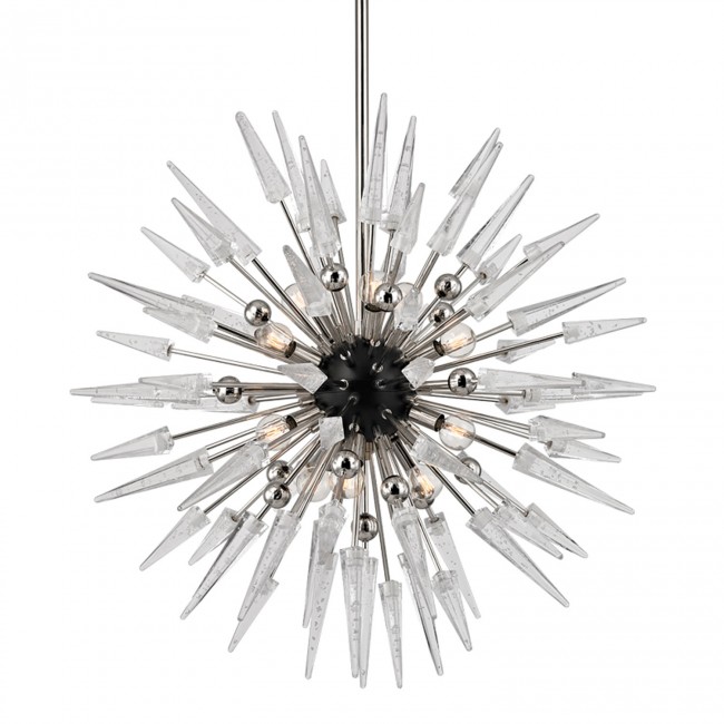 Polished Nickel Twelve-Light Starburst Pendant