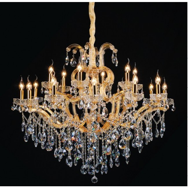 Gold plated 18 Light Maria Theresa crystal Chandelier