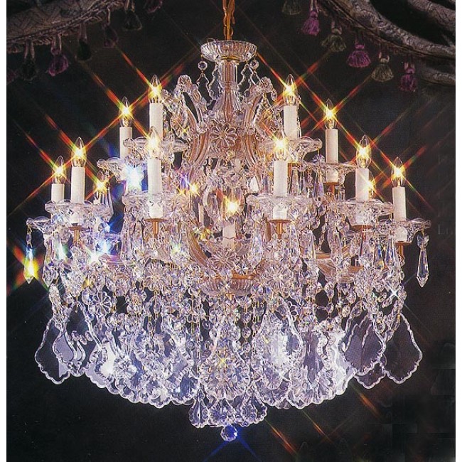 Gold plated Maria Theresa chandelier dressed with beautiful Maple Leaf crystal 