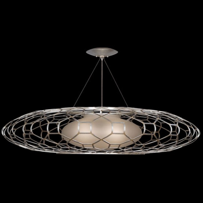 Three-Light Pendant in Platinized Silver Leaf Finish