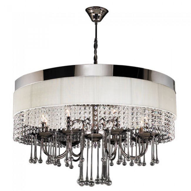 Elisa Eight-Light Black Chrome Pendant with Crystal And Glass Prizms Glass