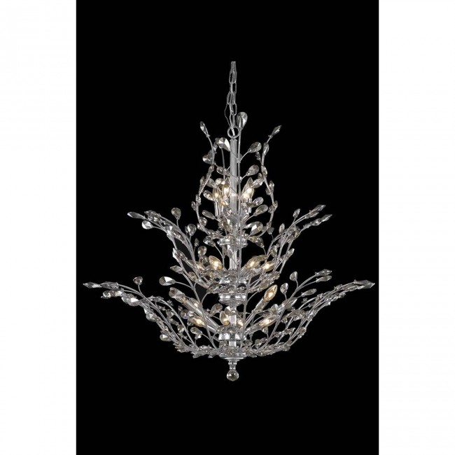 Orchid Chrome Chandelier with Golden Teak Royal Cut Crystal