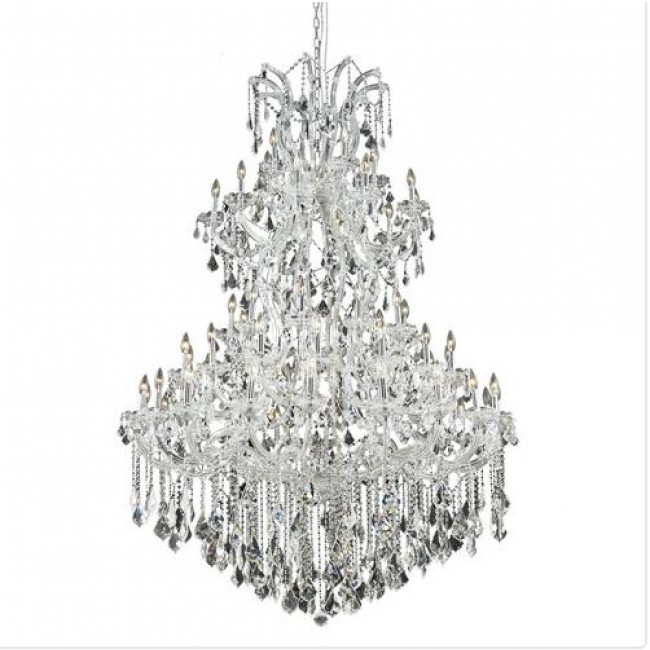 Chrome Sixty-One Light 54-Inch Chandelier with Royal Cut Clear Crystal