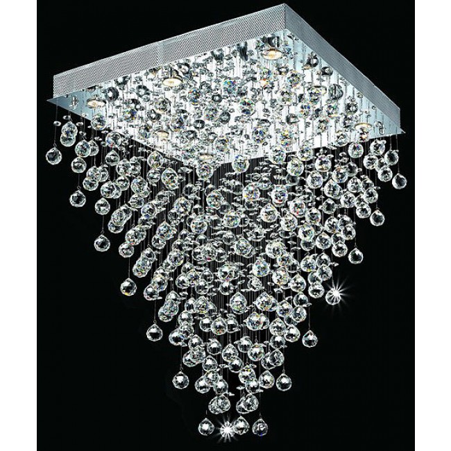 polished chrome Contemporary Crystal Chandelier droped with crystal balls