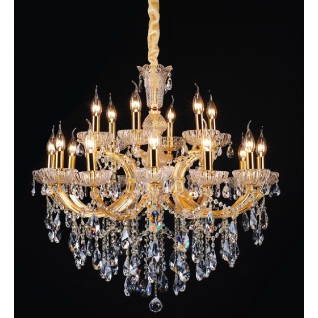 Gold plated 18 Light Maria Theresa crystal Chandelier