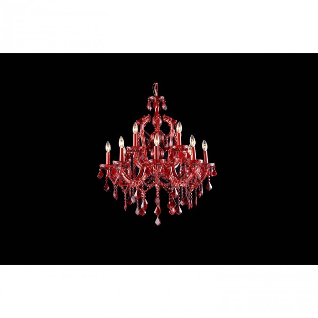 Crimson Blvd. Red Crystal Twelve-Light Chandelier