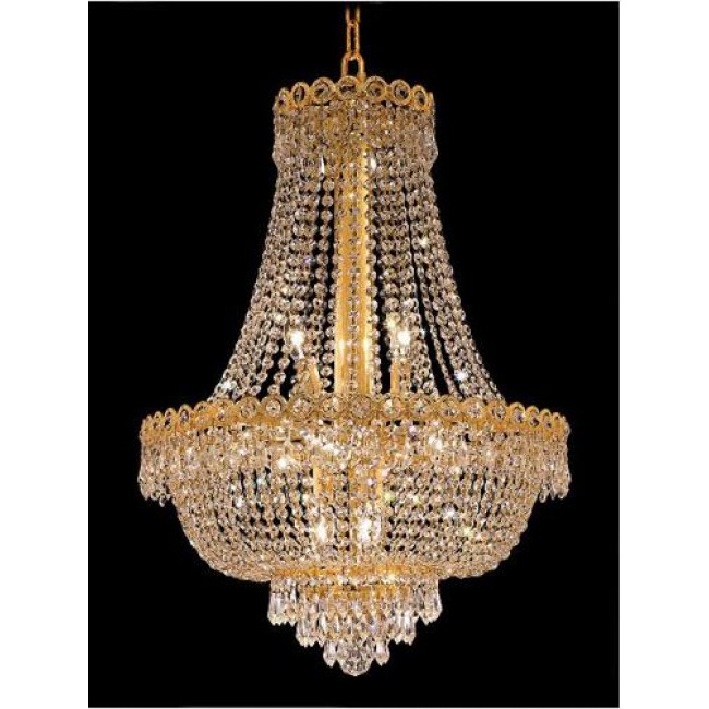 Gold Twelve-Light 20-Inch Chandelier with Royal Cut Clear Crystal