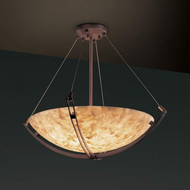Group Alabaster Rocks! 48-Inch Bowl Pendant with Crossbar