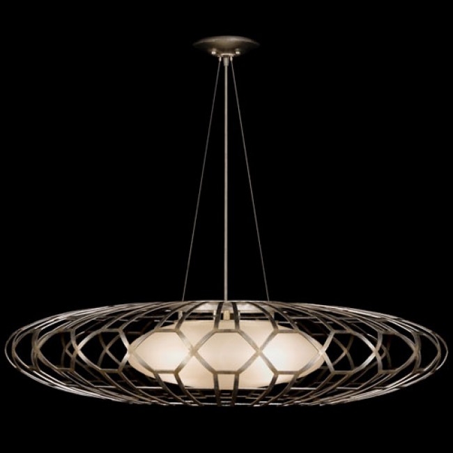 Three-Light Pendant in Platinized Silver Leaf Finish