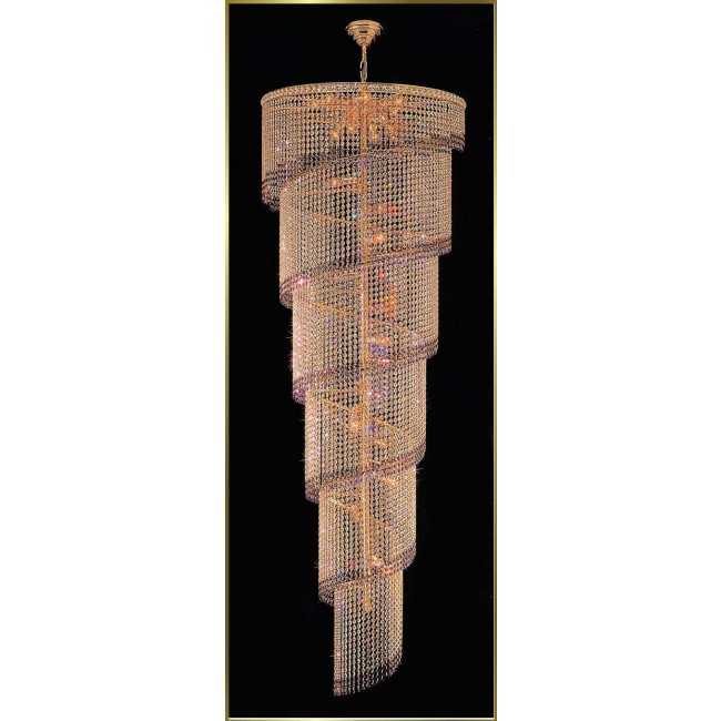 Entryway/ foyer large spiral crystal chandelier in gold plated finish