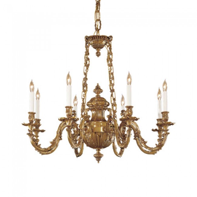 Brass Eight-Light Chandelier