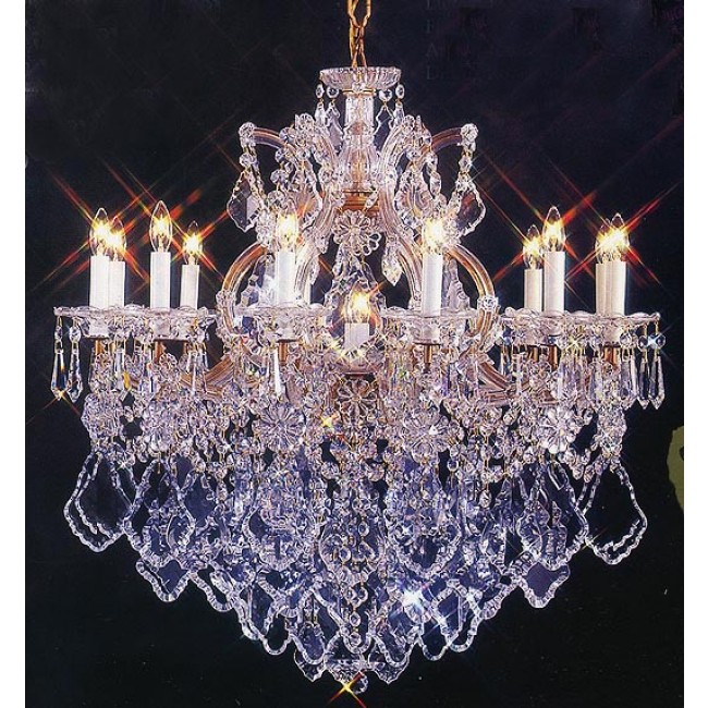 Gold plated Maria Theresa chandelier dressed with beautiful Maple Leaf crystal 