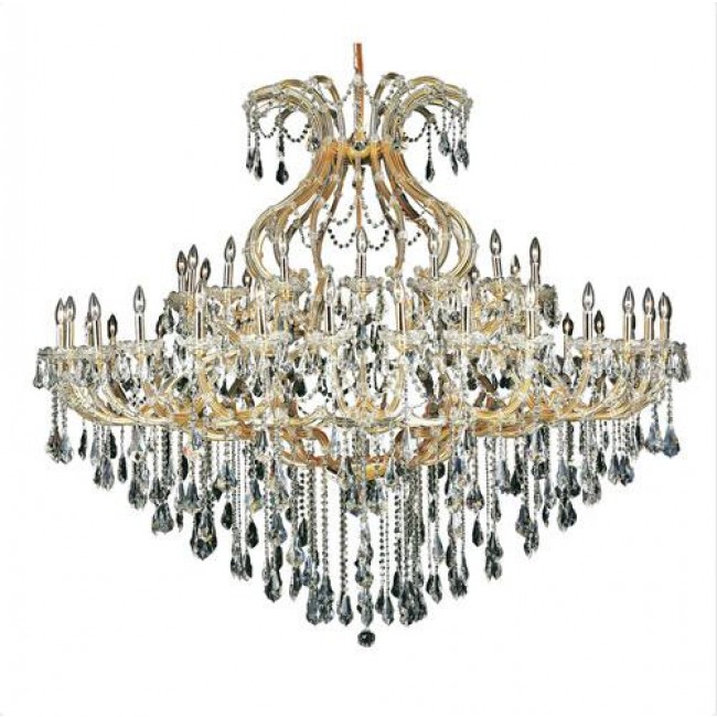 Gold Forty-Nine Light 72-Inch Chandelier with Royal Cut Clear Crystal