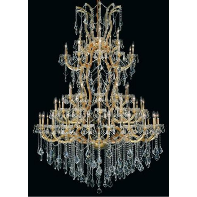 Gold Sixty-One Light 54-Inch Chandelier with Royal Cut Clear Crystal