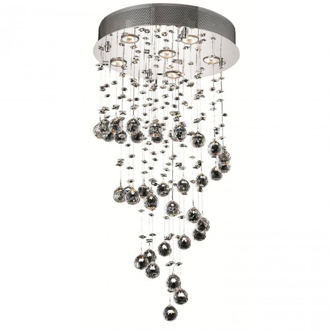 Galaxy Chrome Six-Light 18-Inch Semi Flush Mount with Royal Cut Clear Crystal