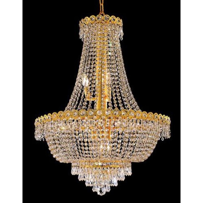 Gold Twelve-Light 24-Inch Chandelier with Royal Cut Clear Crystal
