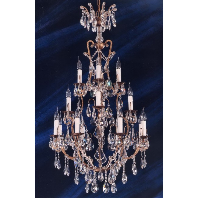 16 Light Versailles crystal Chandeliers dressed with crystal pendants