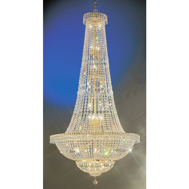 40 lights crystal chandelier with crystalique crystal and 24K gold plate finish
