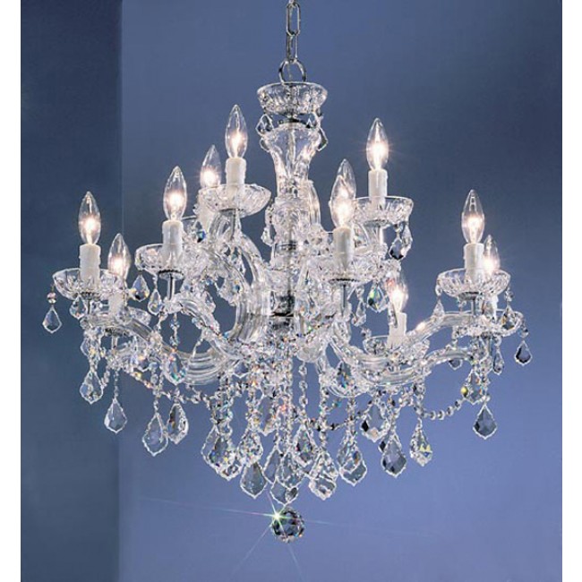 12 Light maria theresa crystal chandelier with crystalique clear crystal with chrome finish