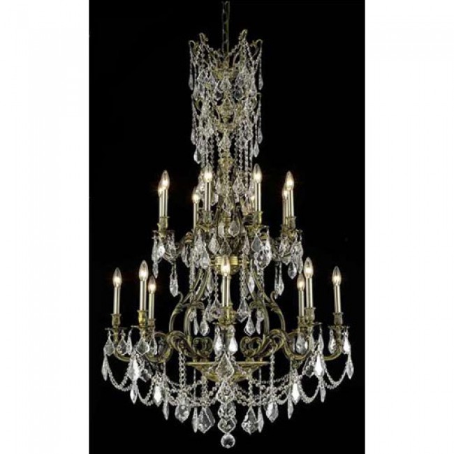  Bronze Sixteen-Light 37-Inch Chandelier with Royal Cut Clear Crystal