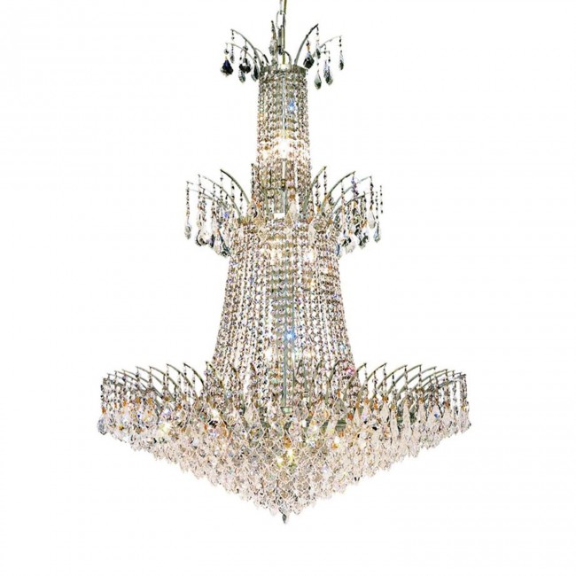 Victoria Chrome Eighteen-Light Chandelier with Clear Royal Cut Crystals