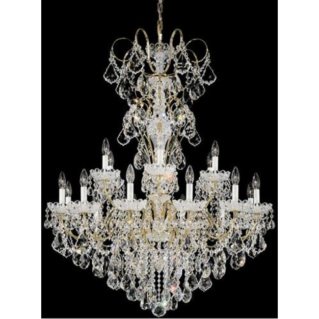 Gold 18-Light Clear Heritage Handcut Crystal Chandelier, 36W x 44H x 36D