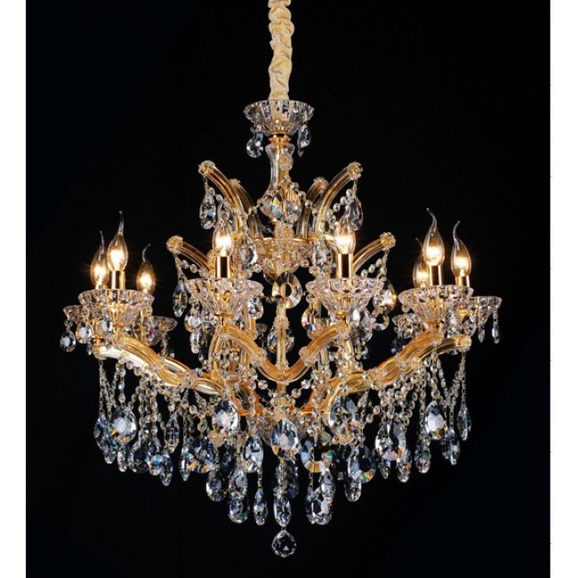 Gold plated 10 Light Maria Theresa crystal Chandelier