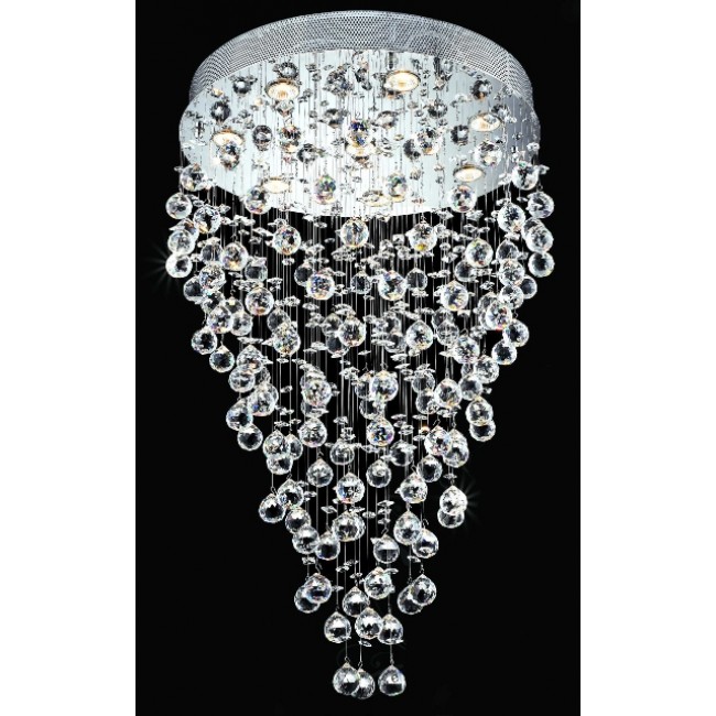 8 Light contemporary polished chrome crystal chandelier