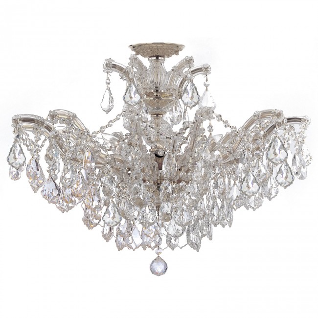  Group Maria Theresa Polished Chrome 27-Inch 12-Light Semi Flush Mount with Elements Crystal
