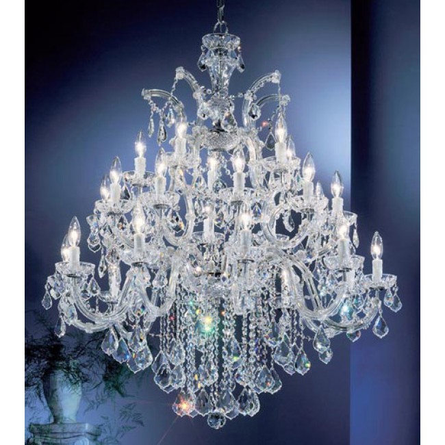 25 Light Traditional crystal chandelier with clear crystal with chrome finish