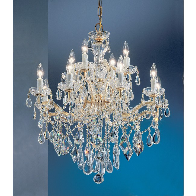 12 Light Maria Theresa Crystal chandelier in gold finish