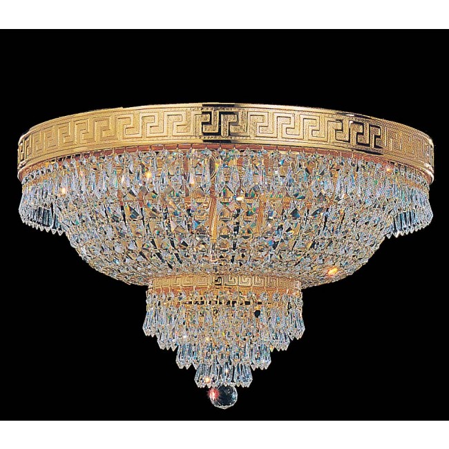 9 lights crystal flush mount in gold plated finish