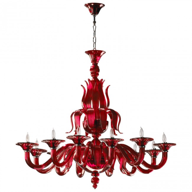 Red 12-Light Chandelier