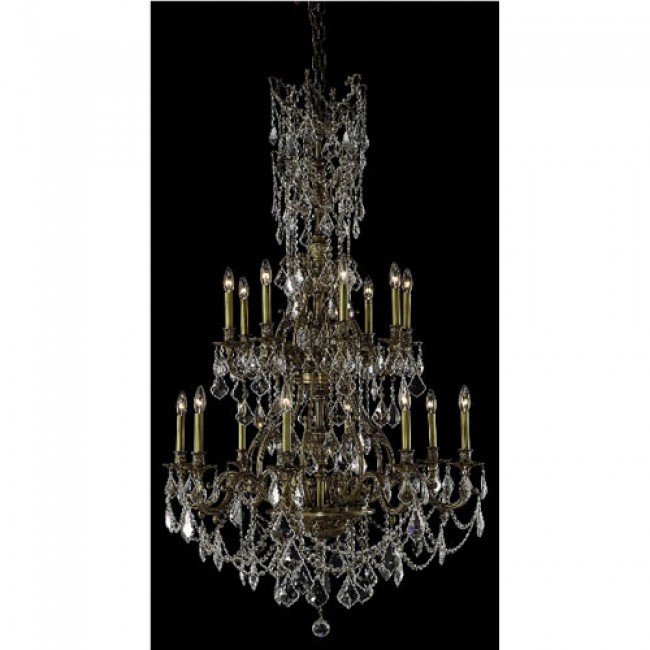 French Gold Sixteen-Light 37-Inch Chandelier with Royal Cut Clear Crystal