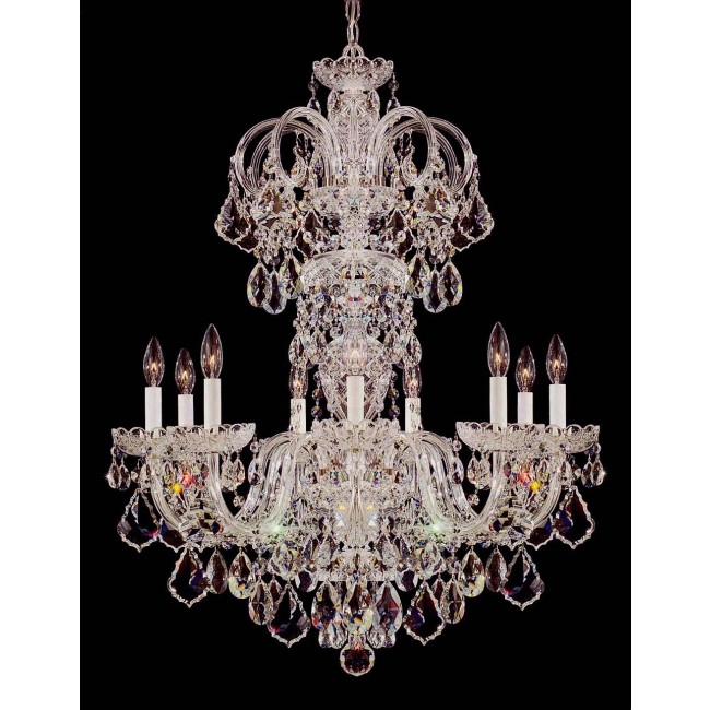 9 Lights Bohemian Crystal chandelier in polished chrome finish