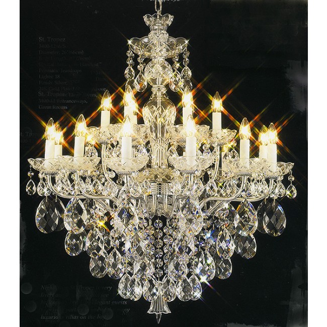 2-tier traditional Crystal Chandelier dressed with Handcut crystal in gold plated finish