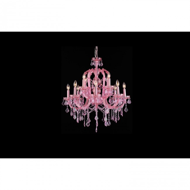 Pink Crystal Twelve-Light Chandelier